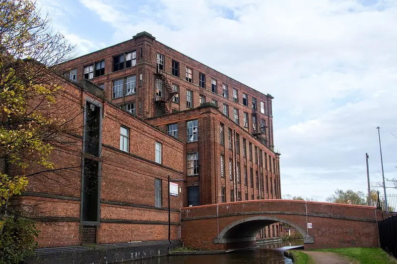 Mather Lane Mill beside the Bridgewater Canal in Leigh
