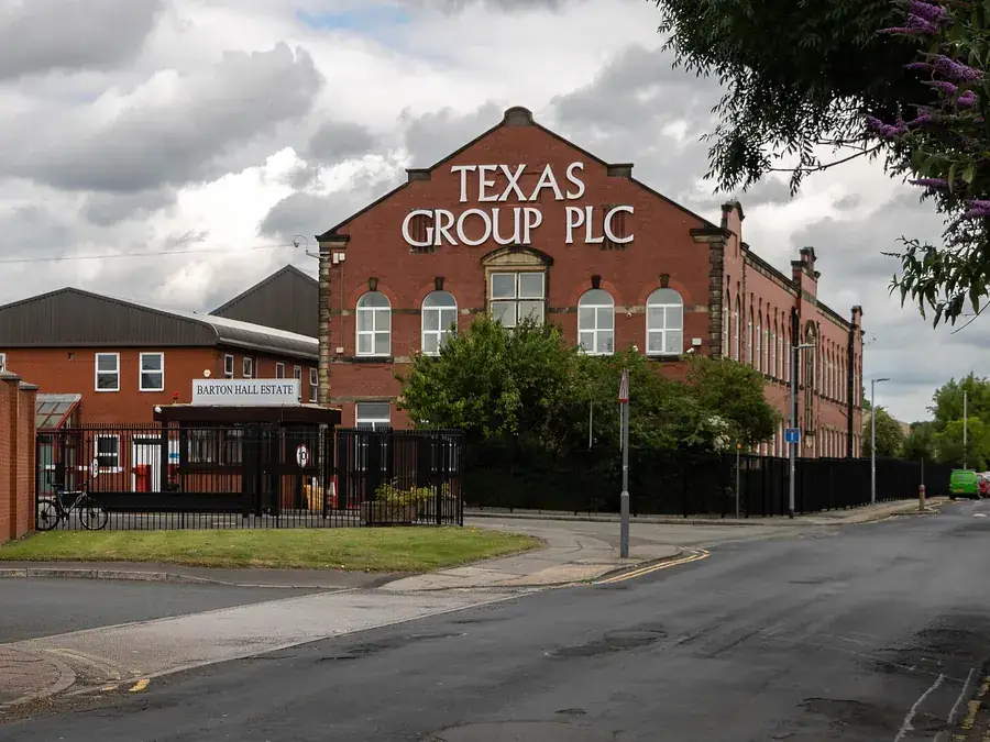Red-brick office and industrial buildings at Barton Hall Industrial Estate, Eccles, Salford